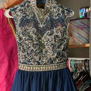 Tiffany Designs Dresses - NAVY BEADED BALLGOWN Tiffany Designs Dresses - NAVY BEADED BALLGOWN